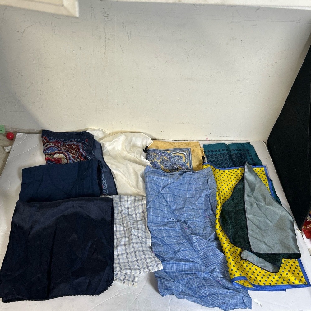 Set Of Ten Handkerchiefs Collection Of Fabric Pieces‎ 20x20 Multicolor Patterned